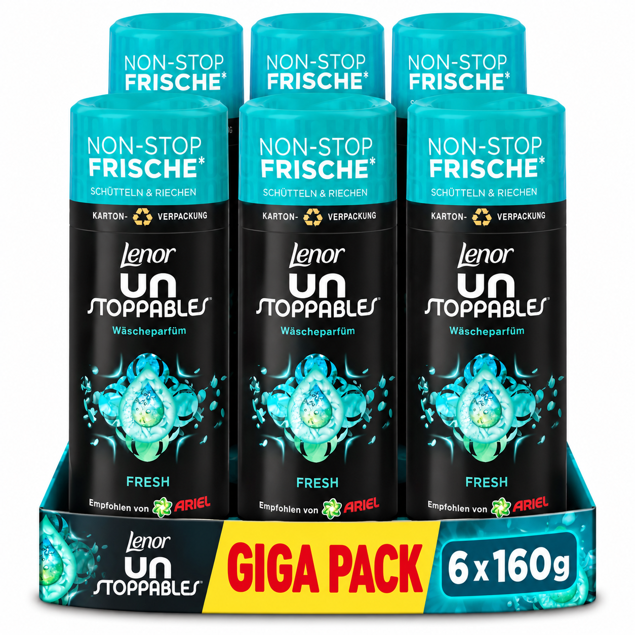 LENOR UNSTOPPABLES FRESH – PARFUM DE LINGE – GIGA PACK 6 × 160 G