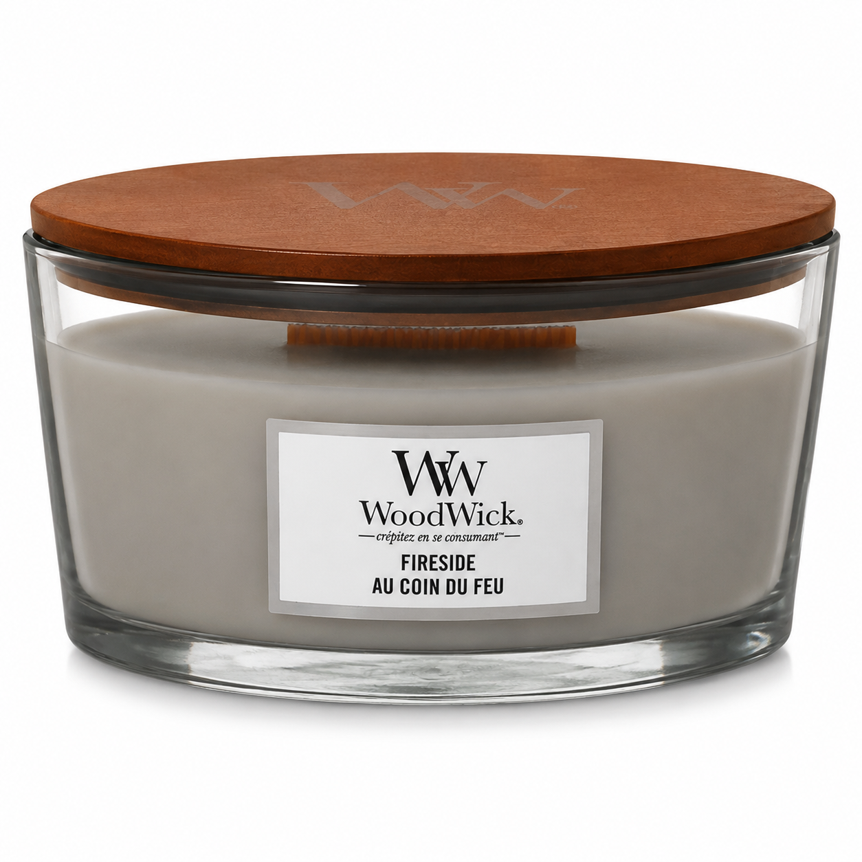 WOODWICK FIRESIDE – BOUGIE PARFUMÉE À MÈCHE EN BOIS