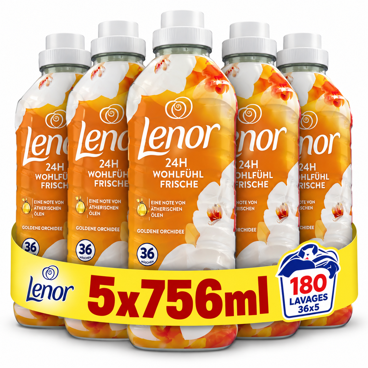 LENOR – ADOUCISSANT – LOT DE 5 × 756 ML – 180 LAVAGES