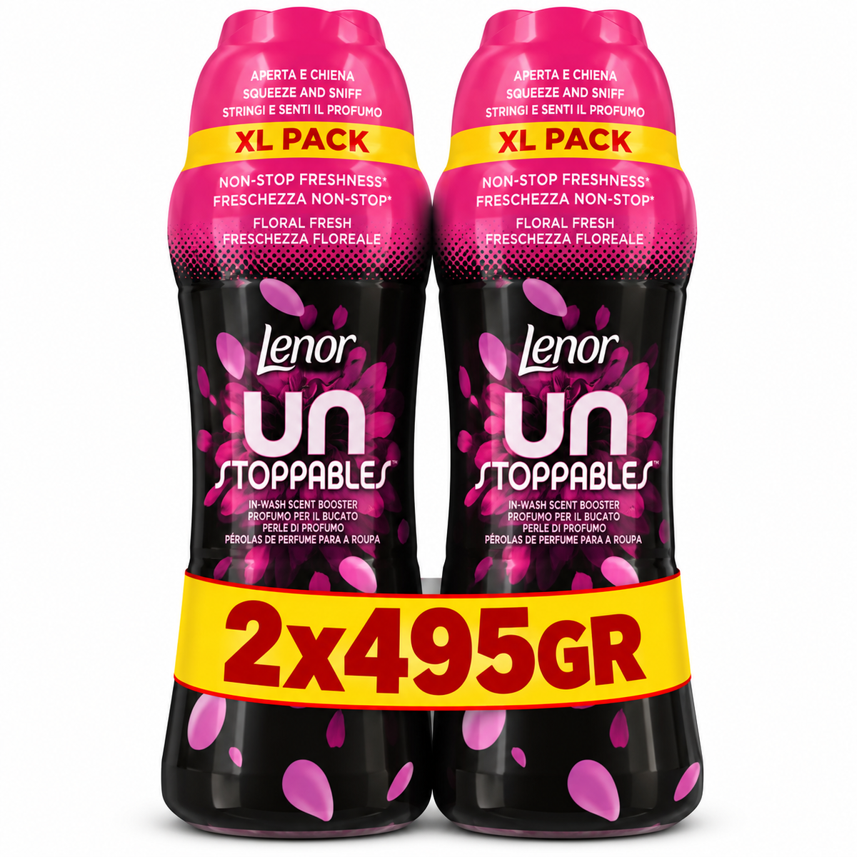 LENOR – PERLES PARFUMÉES POUR LE LINGE – LOT DE 2 × 495 GR