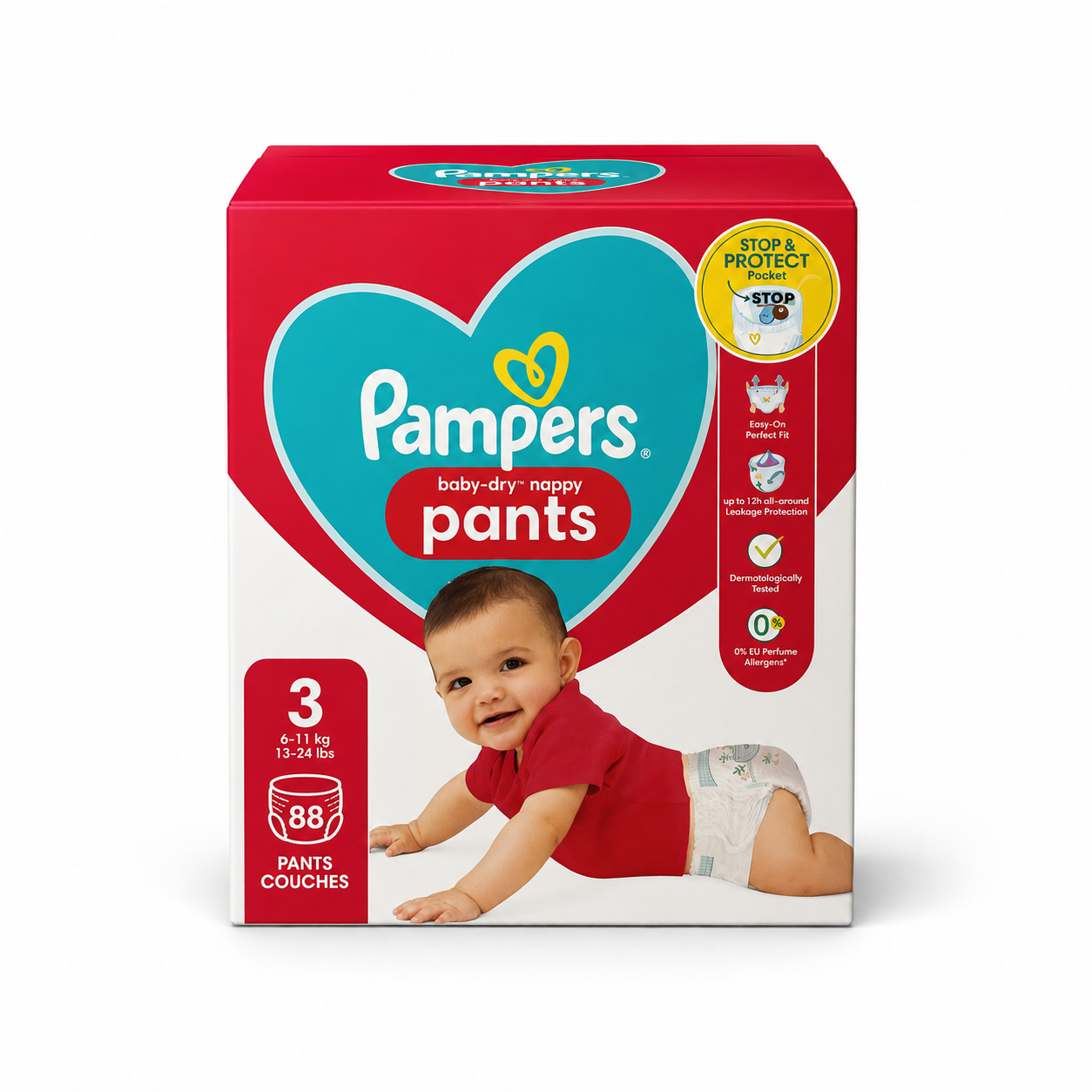 PAMPERS BABY-DRY PANTS – TAILLE 3 (6–11 KG) – 88 COUCHES-CULOTTES