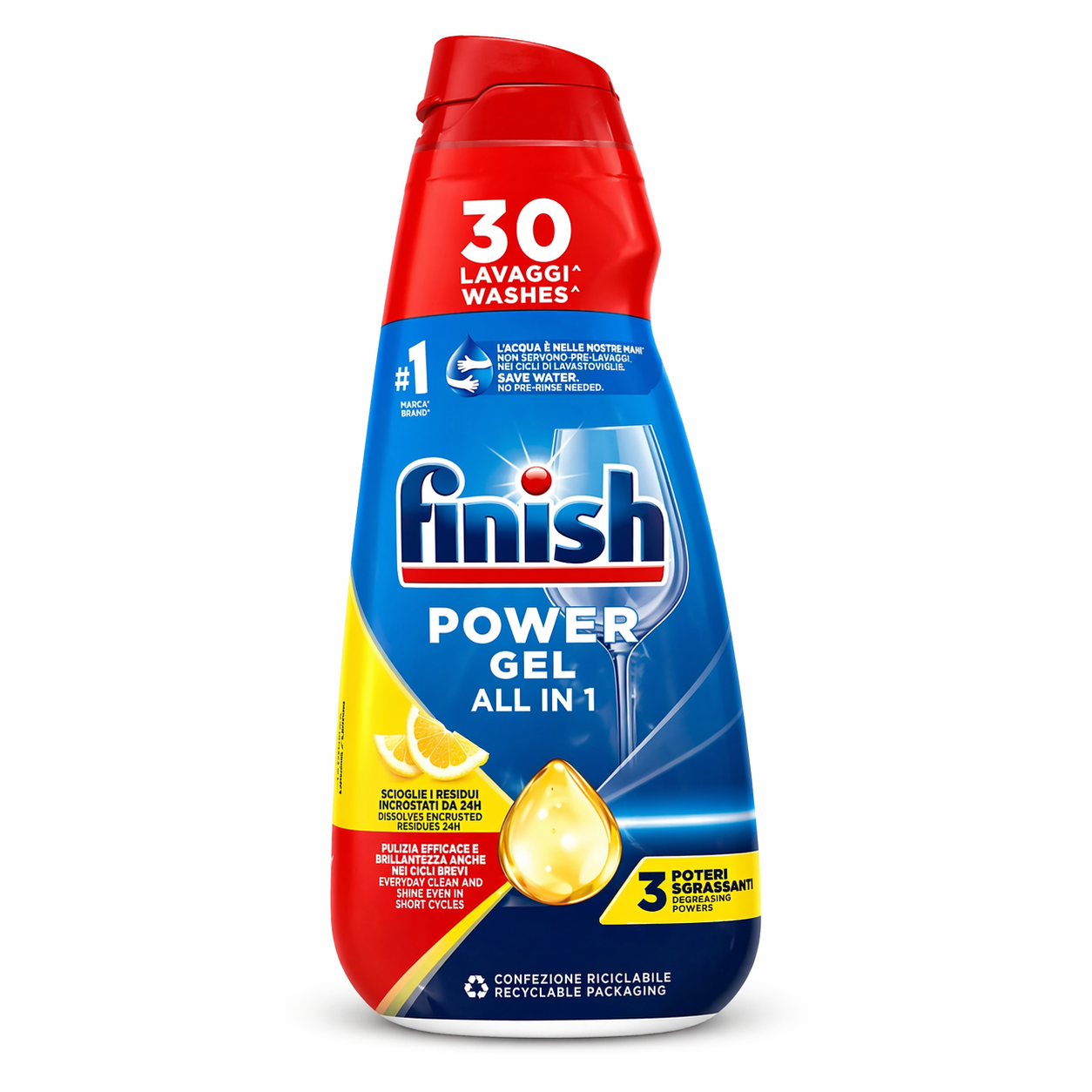 FINISH - GEL LAVE-VAISSELLE POWER GEL ALL IN 1 - 30 LAVAGES