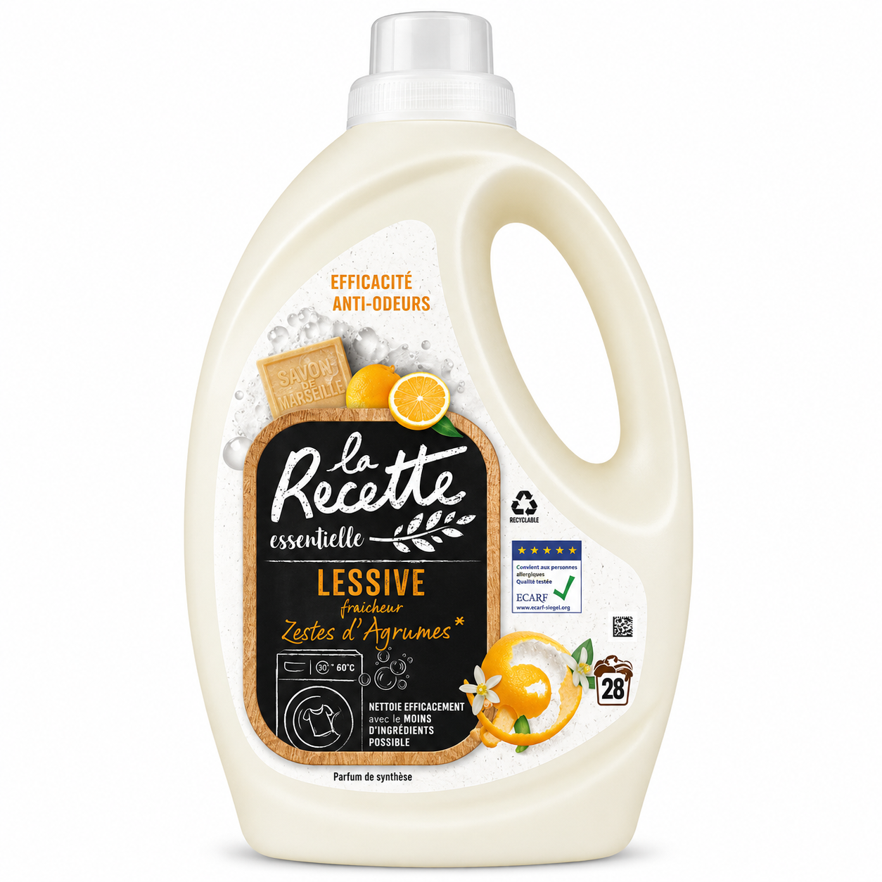 LA RECETTE ESSENTIELLE LESSIVE ZESTES D’AGRUMES – 28 LAVAGES