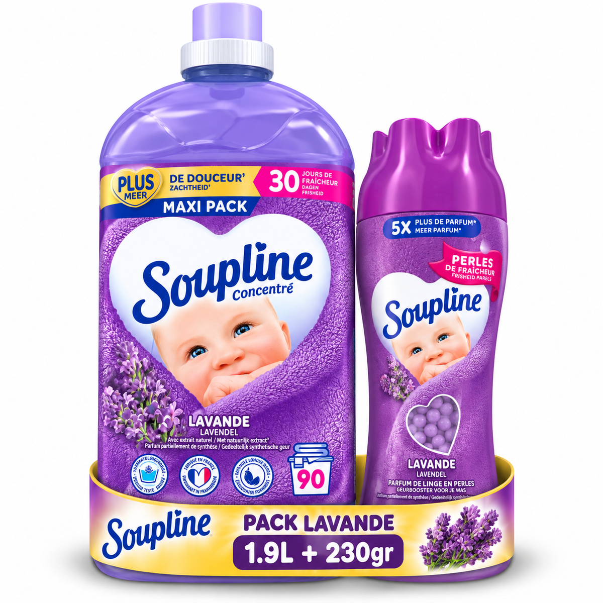 SOUPLINE CONCENTRÉ – PACK ADOUCISSANT 1.8L + PERLE DE LINGE 230GR