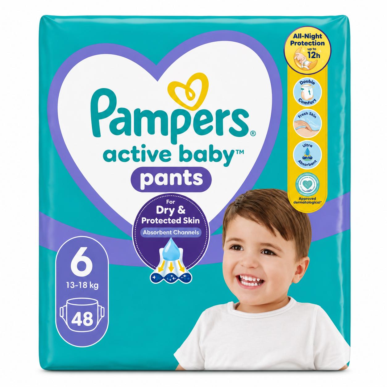 PAMPERS ACTIVE BABY PANTS – TAILLE 6 – 48 CULOTTES – 13 À 18 KG