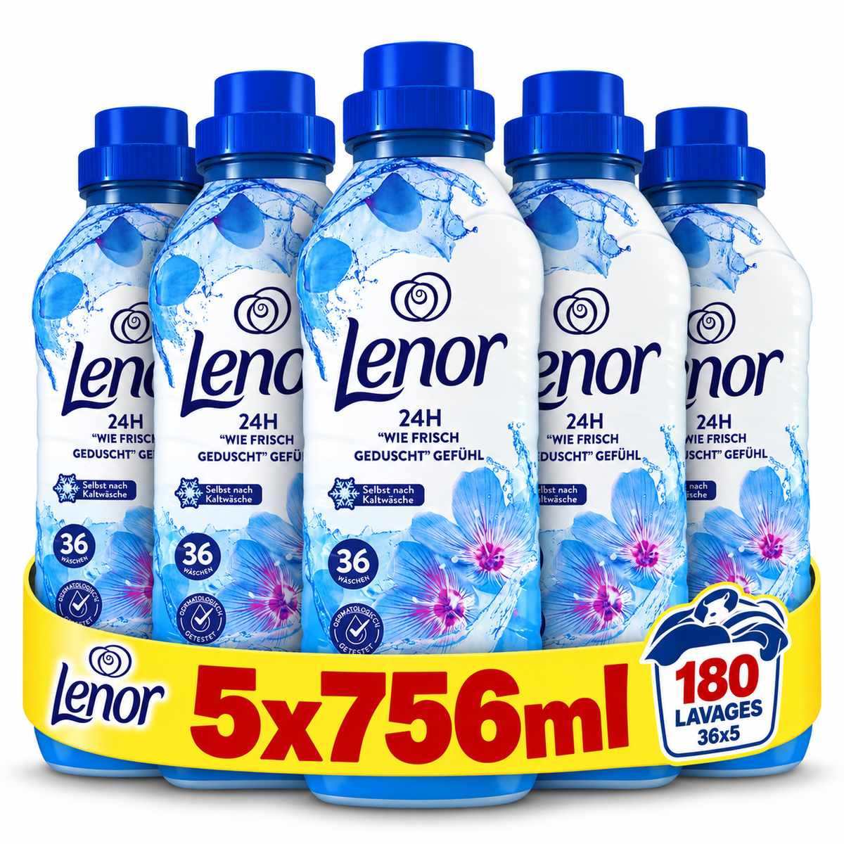 LENOR – ADOUCISSANT – LOT DE 5 × 756 ML – 180 LAVAGES