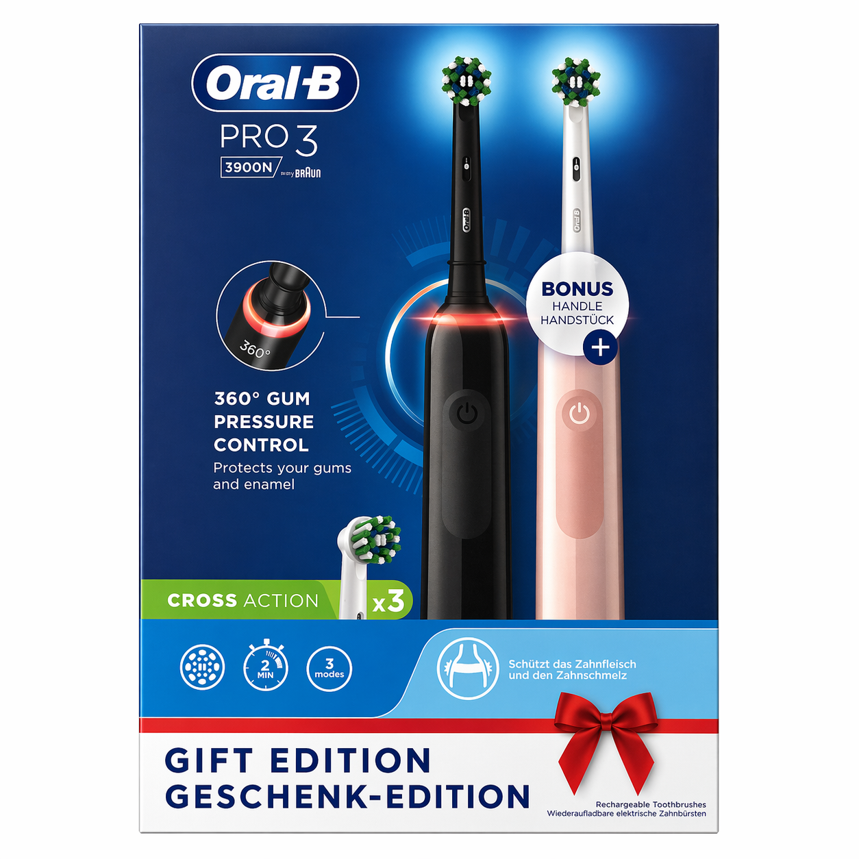 Oral-B Pro 3 3900N – Brosse à dents électrique (Pack Duo)