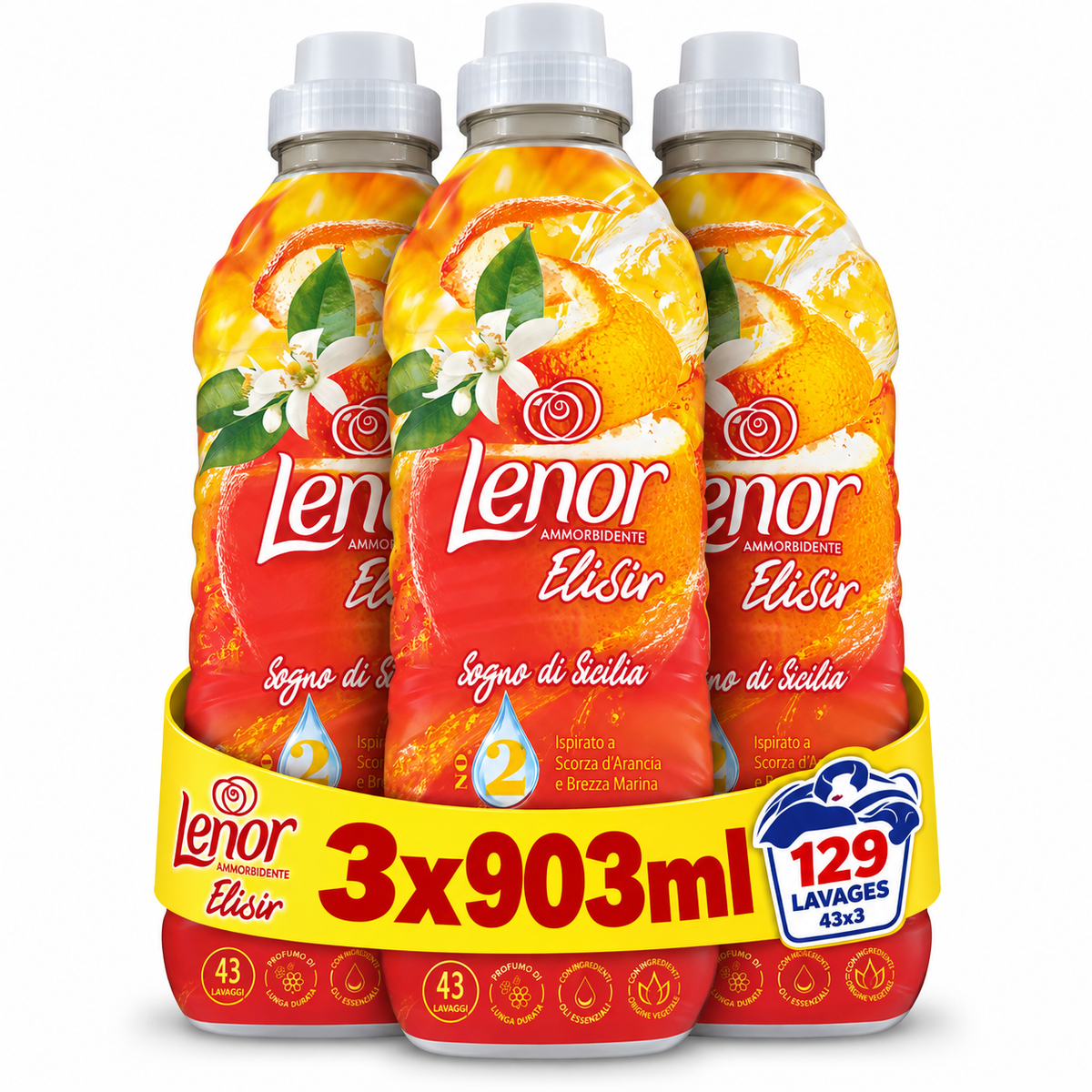 LENOR ELIXIR – SOGNO DI SICILIA – 3 × 903 ML – 129 LAVAGES