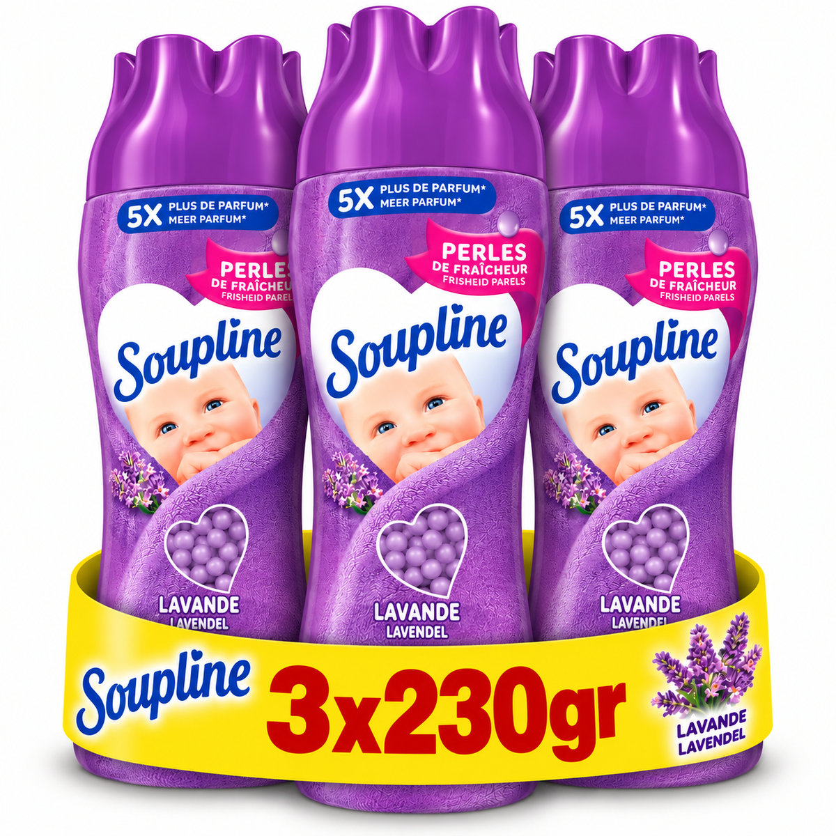 SOUPLINE PERLES DE FRAÎCHEUR – PARFUM POUR LE LINGE – LOT DE 3 × 230 G