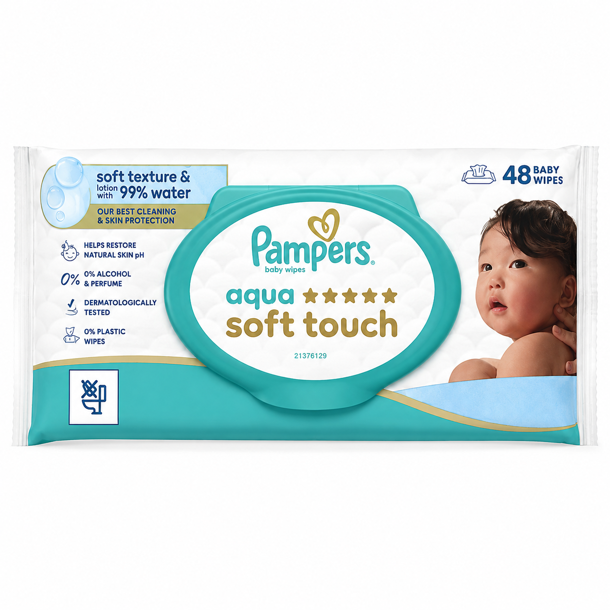PAMPERS AQUA SOFT TOUCH – 48 LINGETTES BÉBÉ