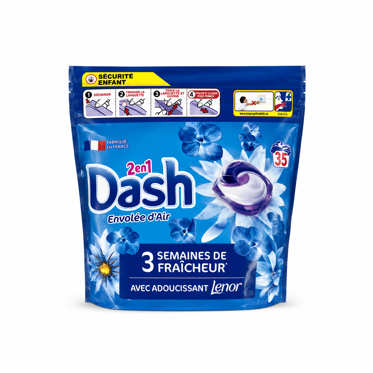 DASH – 2 EN 1 ENVOLÉE D'AIR LESSIVE EN CAPSULES (35 CAPSULES)