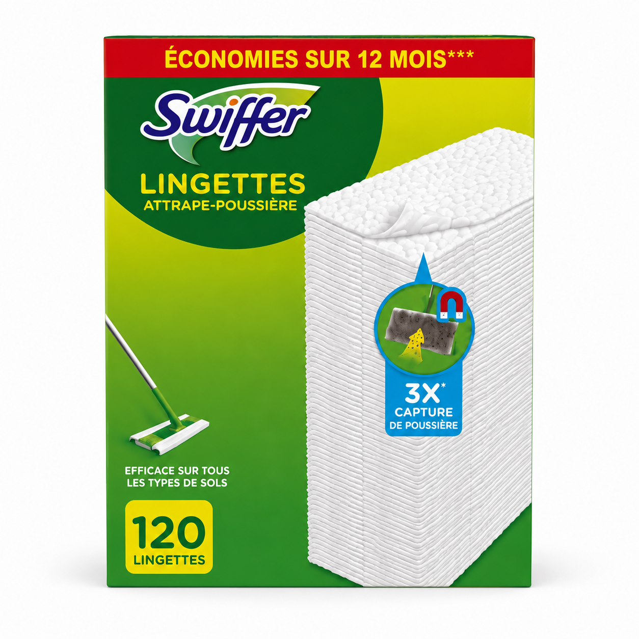 SWIFFER – LINGETTES SÈCHES ATTRAPE-POUSSIÈRE – 120 LINGETTES