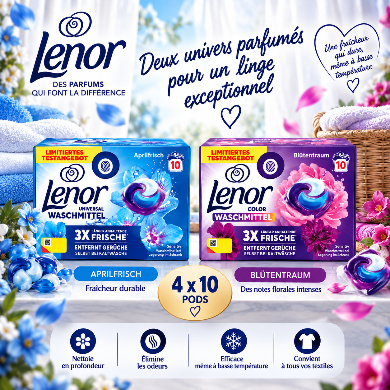 LENOR – CAPSULES DE LESSIVE  4 × 10 PODS