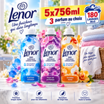 LENOR – ADOUCISSANT – LOT DE 5 × 756 ML – 180 LAVAGES