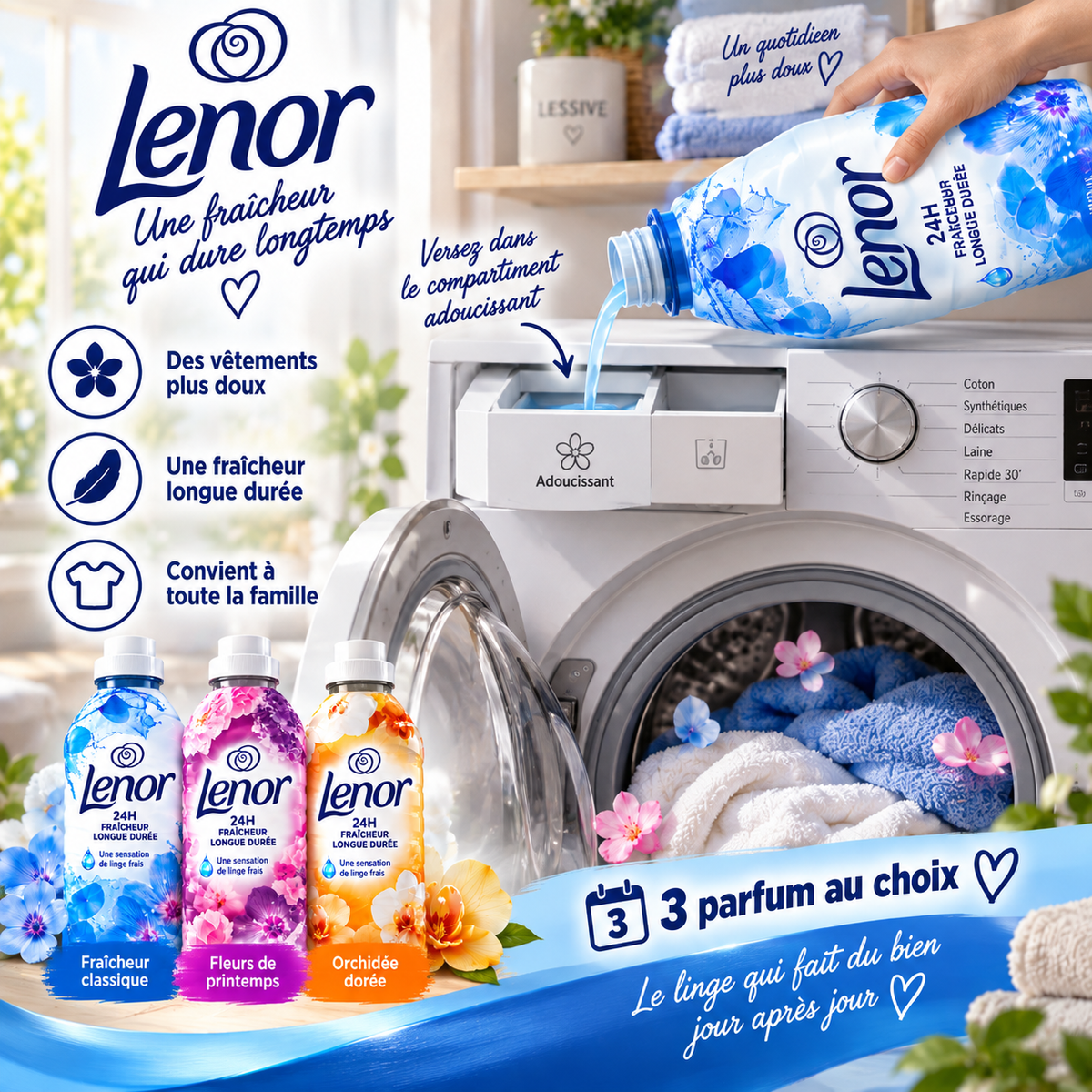 LENOR – ADOUCISSANT – LOT DE 5 × 756 ML – 180 LAVAGES
