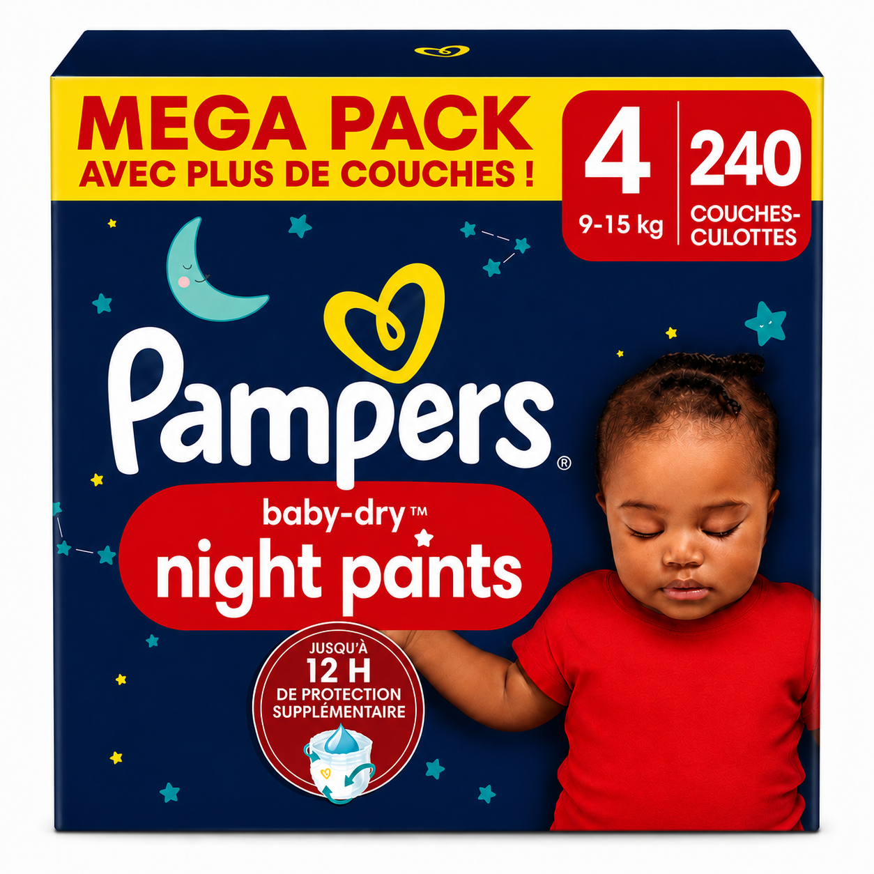 PACK PAMPERS – BABY-DRY NIGHT PANTS TAILLE 4 240 COUCHES-CULOTTES
