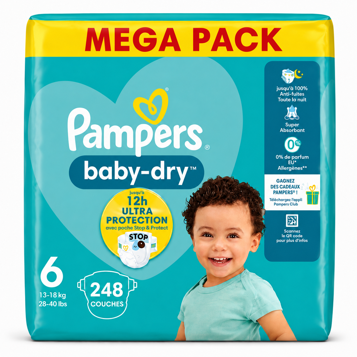 PACK PAMPERS – BABY-DRY TAILLE 6 248 COUCHES