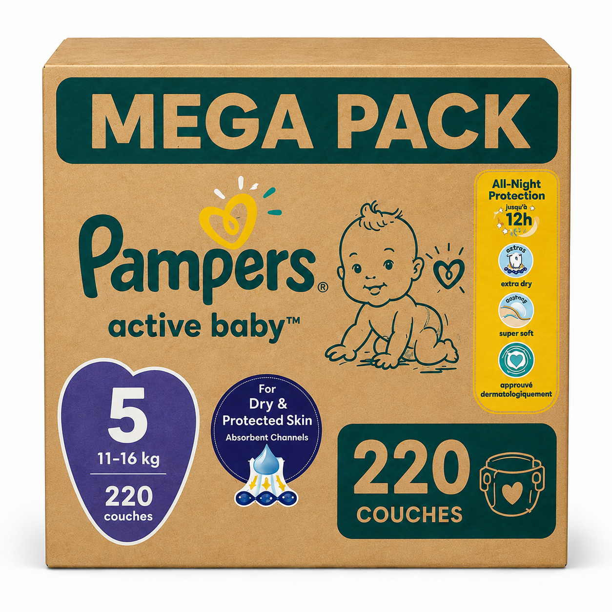 PACK PAMPERS – ACTIVE BABY TAILLE 5 220 COUCHES
