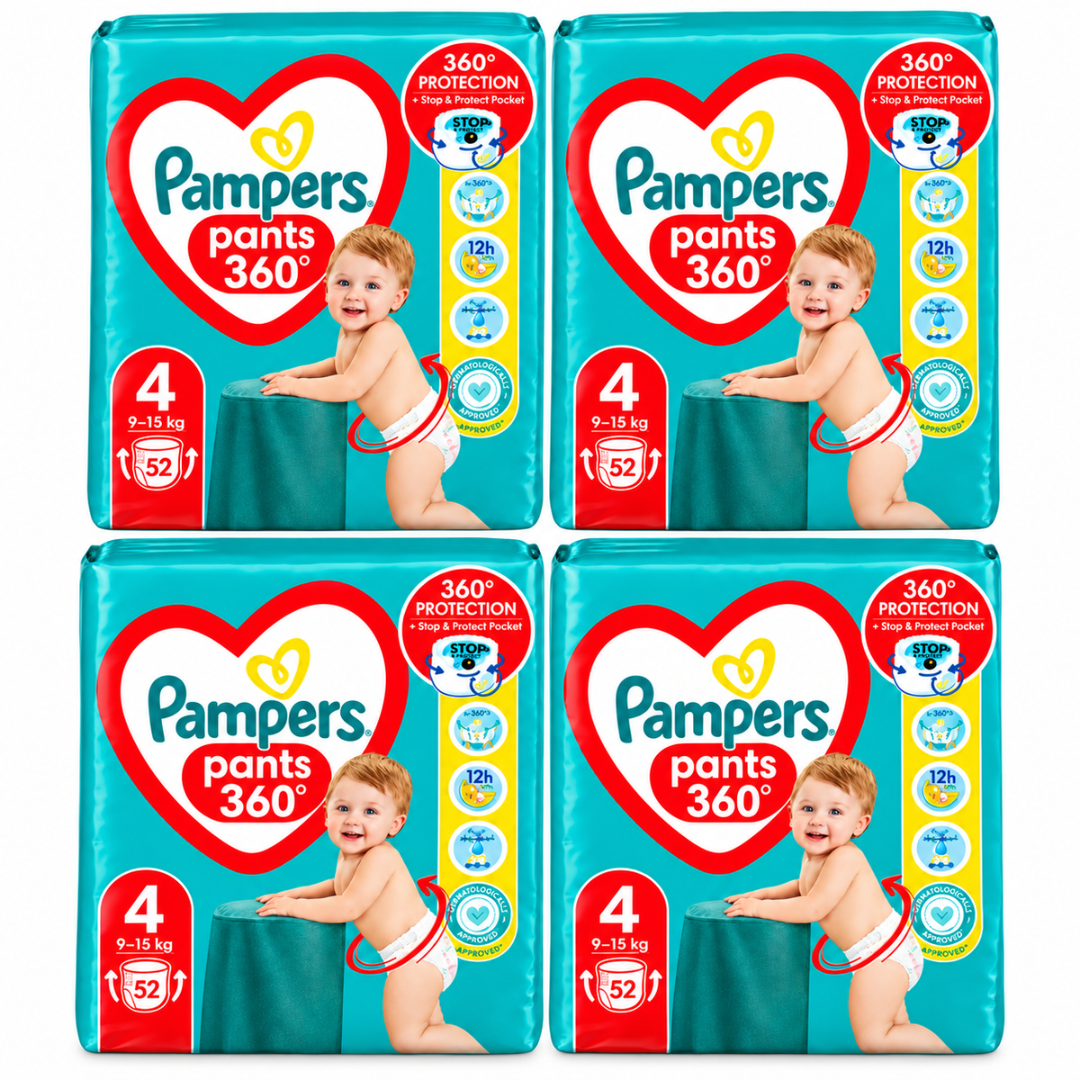 PAMPERS PANTS 360° – TAILLE 4 – 52 COUCHES-CULOTTES