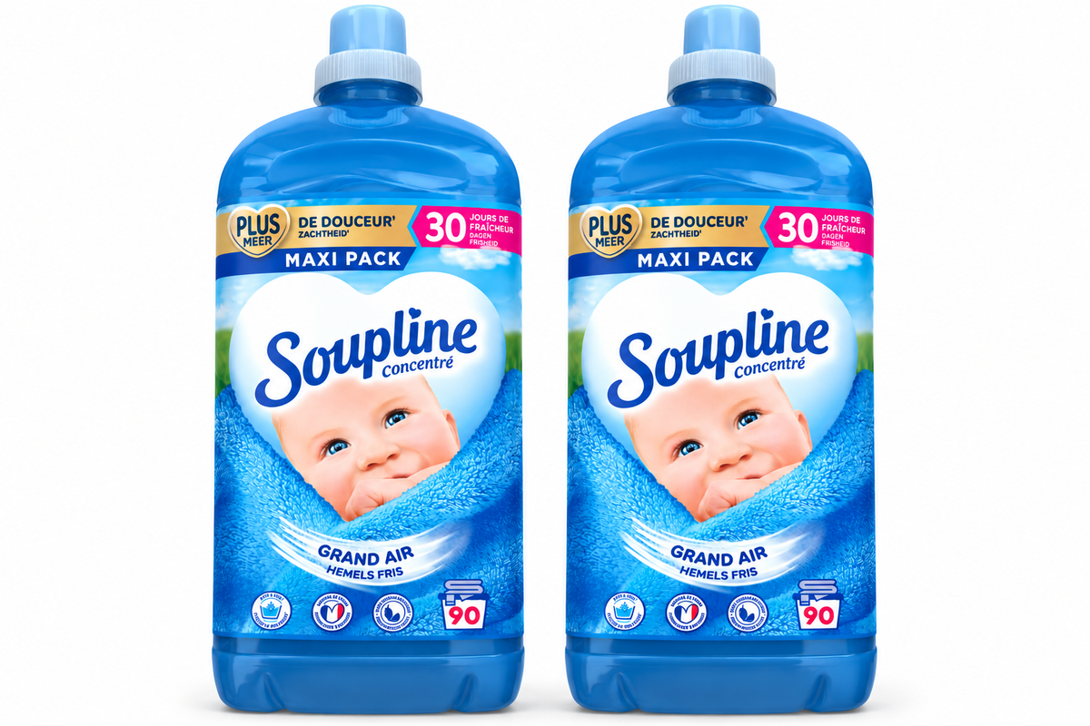 29. SOUPLINE CONCENTRÉ – ADOUCISSANT GRAND AIR – 1,8 L – 90 LAVAGES