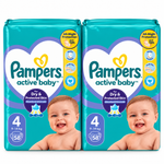PAMPERS ACTIVE BABY – TAILLE 4 – 58 COUCHES – 9 À 14 KG