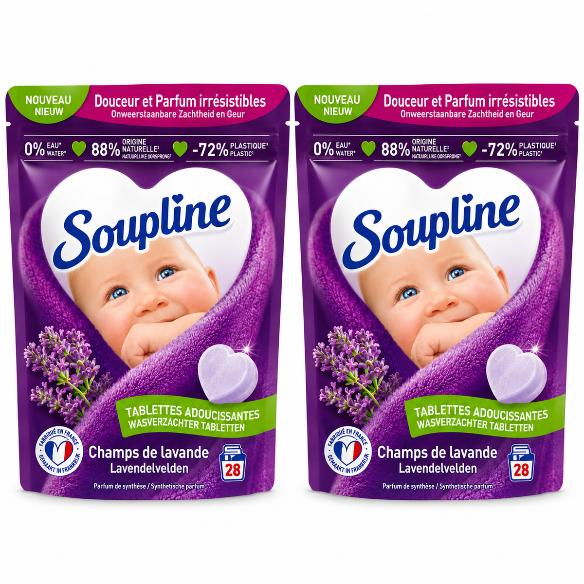 SOUPLINE TABLETTES ADOUCISSANTES – CHAMPS DE LAVANDE – 28 TABLETTES