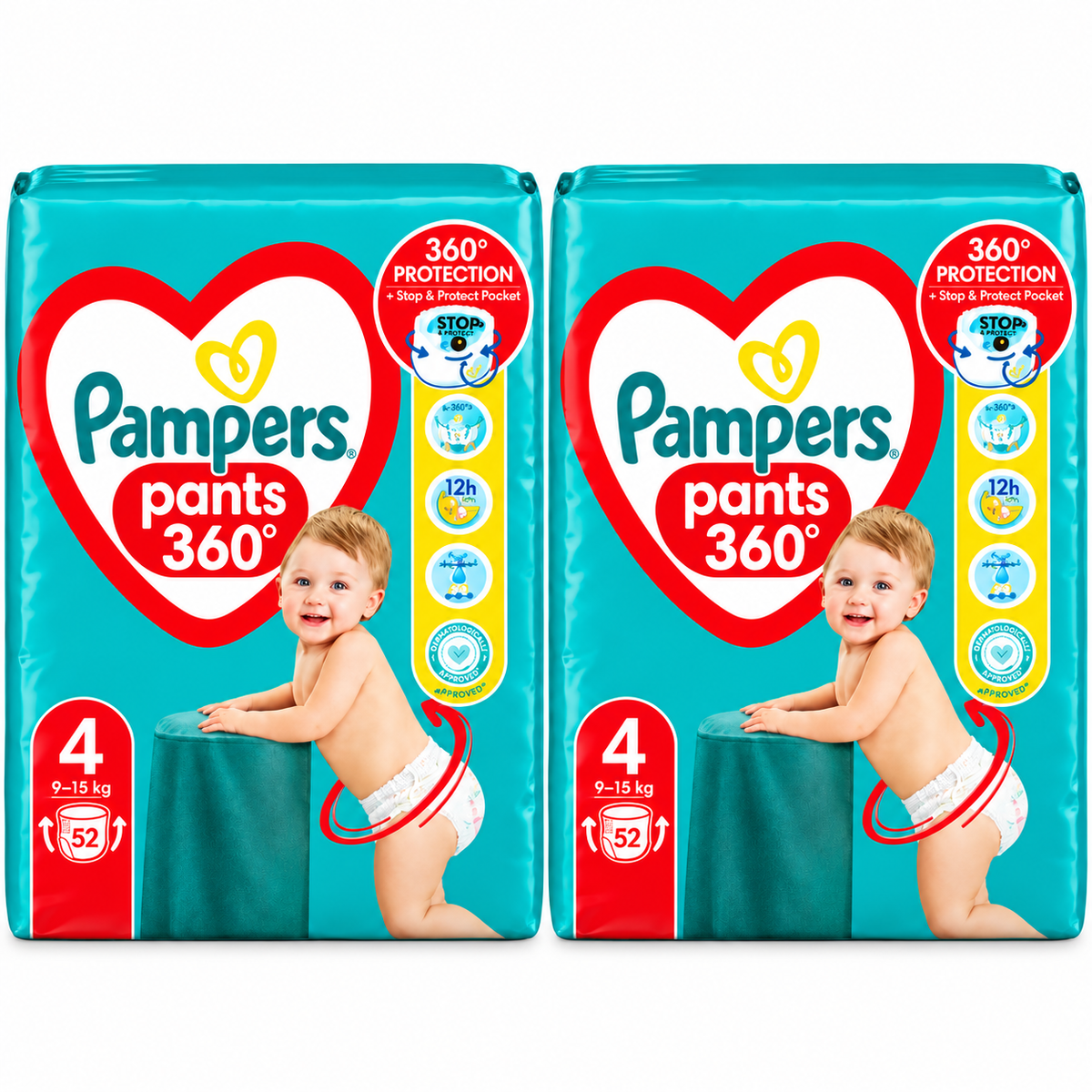 PAMPERS PANTS 360° – TAILLE 4 – 52 COUCHES-CULOTTES
