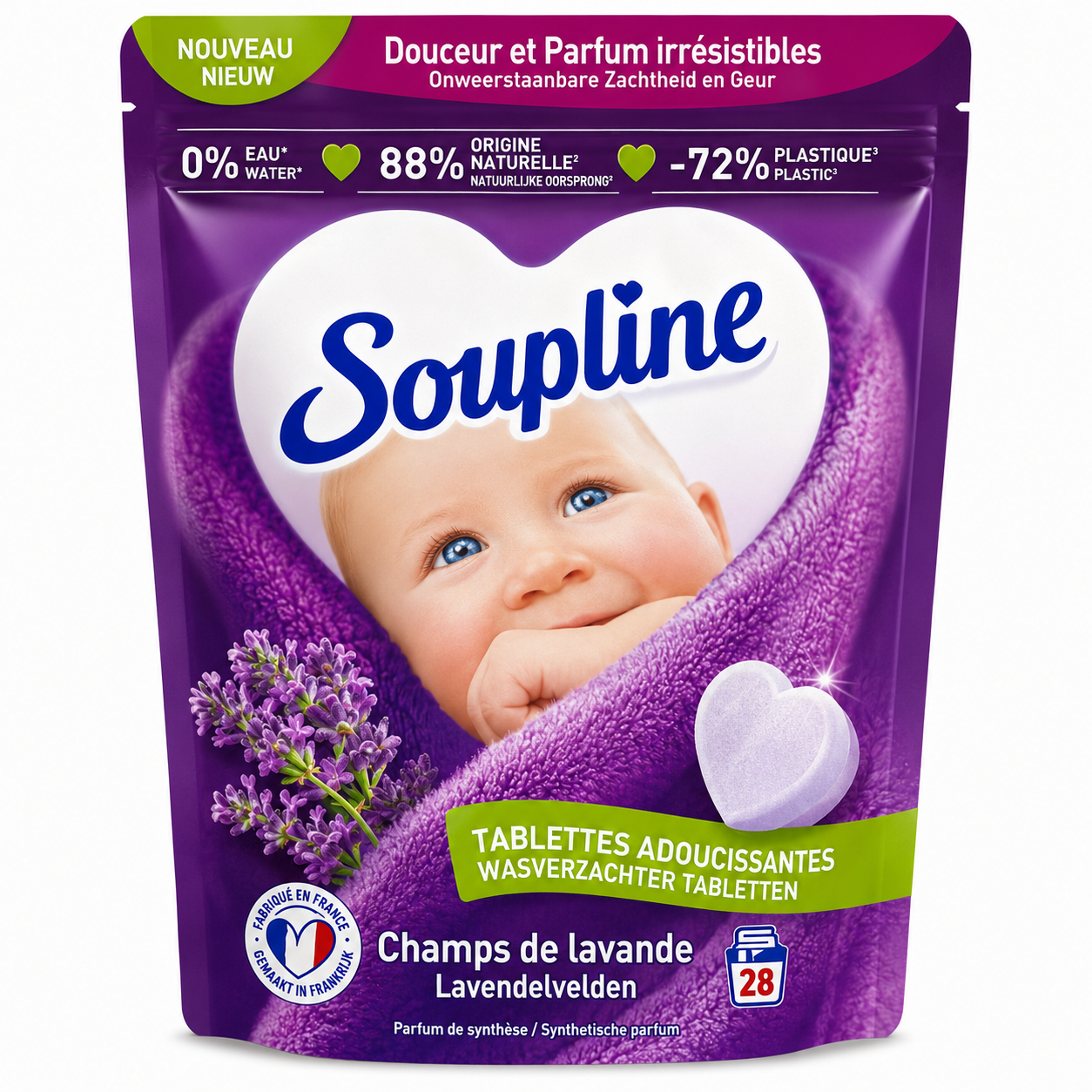 SOUPLINE TABLETTES ADOUCISSANTES – CHAMPS DE LAVANDE – 28 TABLETTES