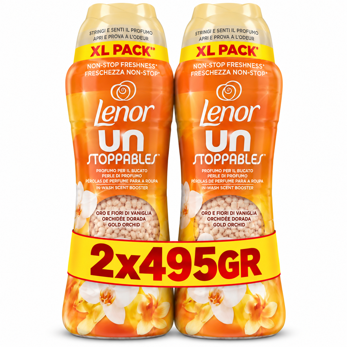 LENOR – PERLES PARFUMÉES POUR LE LINGE – LOT DE 2 × 495 GR