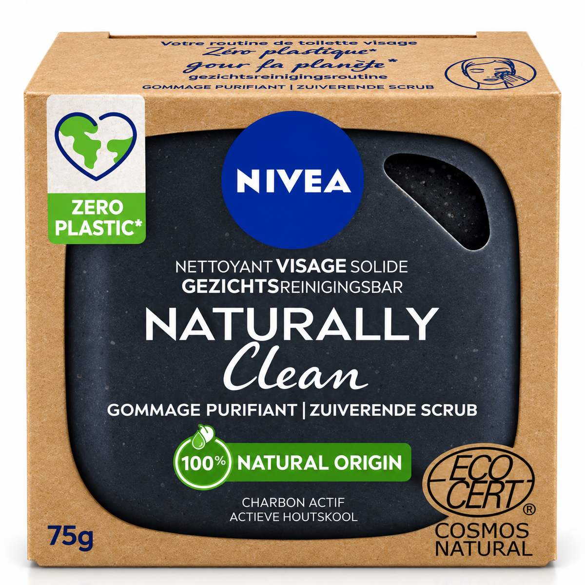 NIVEA Naturally Clean Gommage Visage Solide Purifiant – 75 g