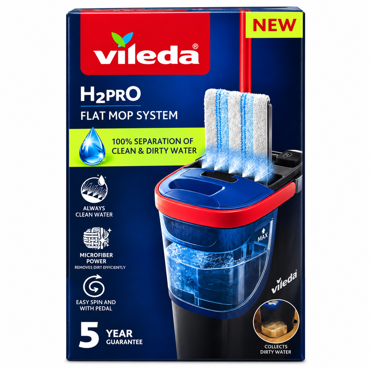 Vileda H2PRO – Système Balai Plat avec Seau