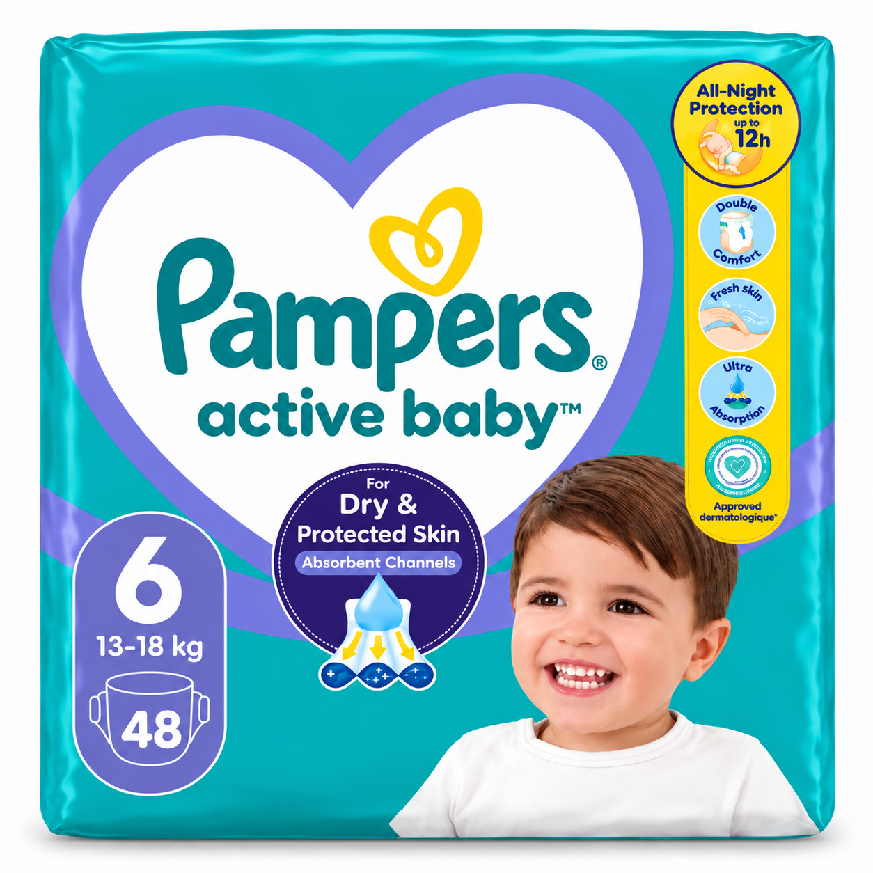 PAMPERS ACTIVE BABY PANTS – TAILLE 6 – 48 CULOTTES – 13 À 18 KG