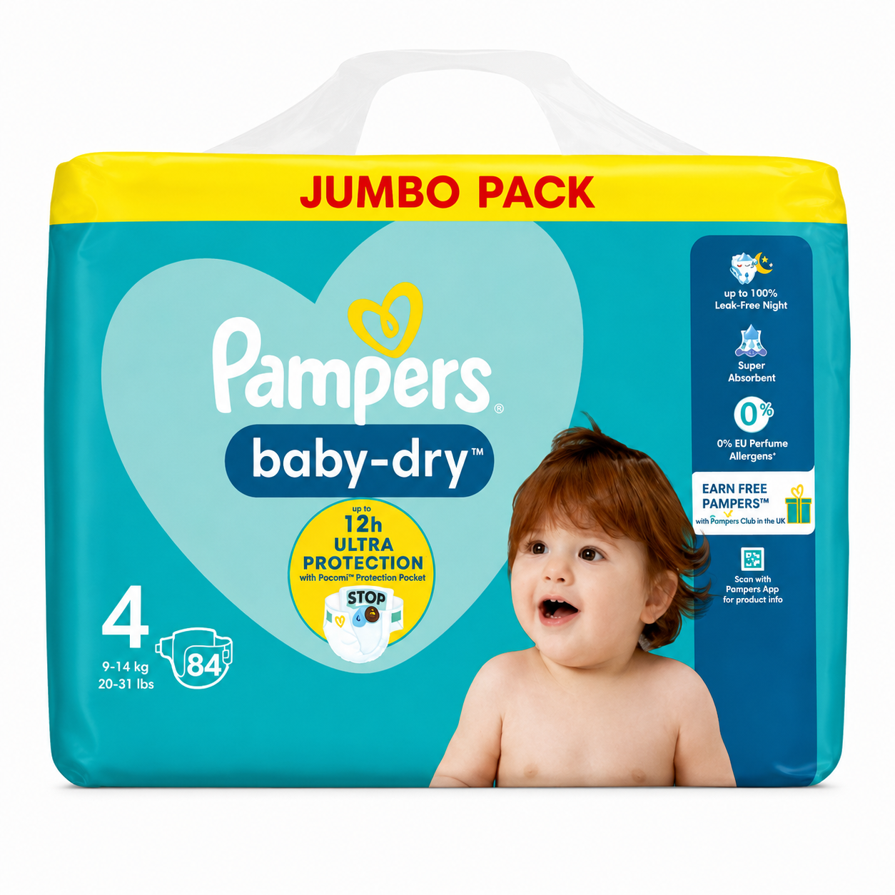 PAMPERS BABY-DRY – TAILLE 4 (9–14 KG) – 84 COUCHES