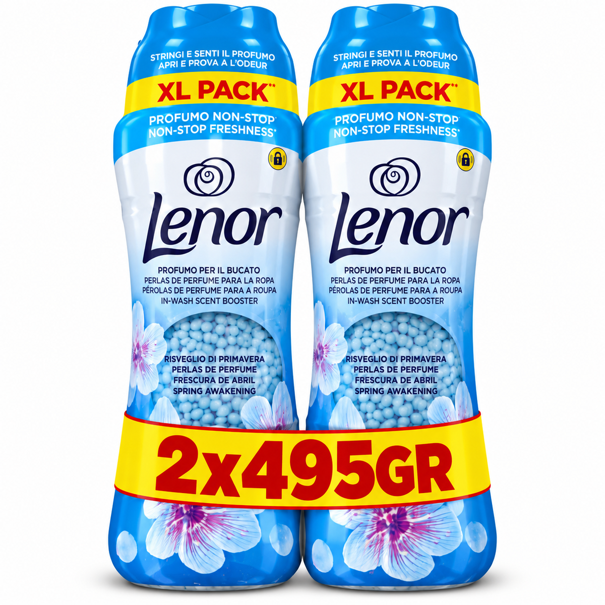 LENOR – PERLES PARFUMÉES POUR LE LINGE – LOT DE 2 × 495 GR