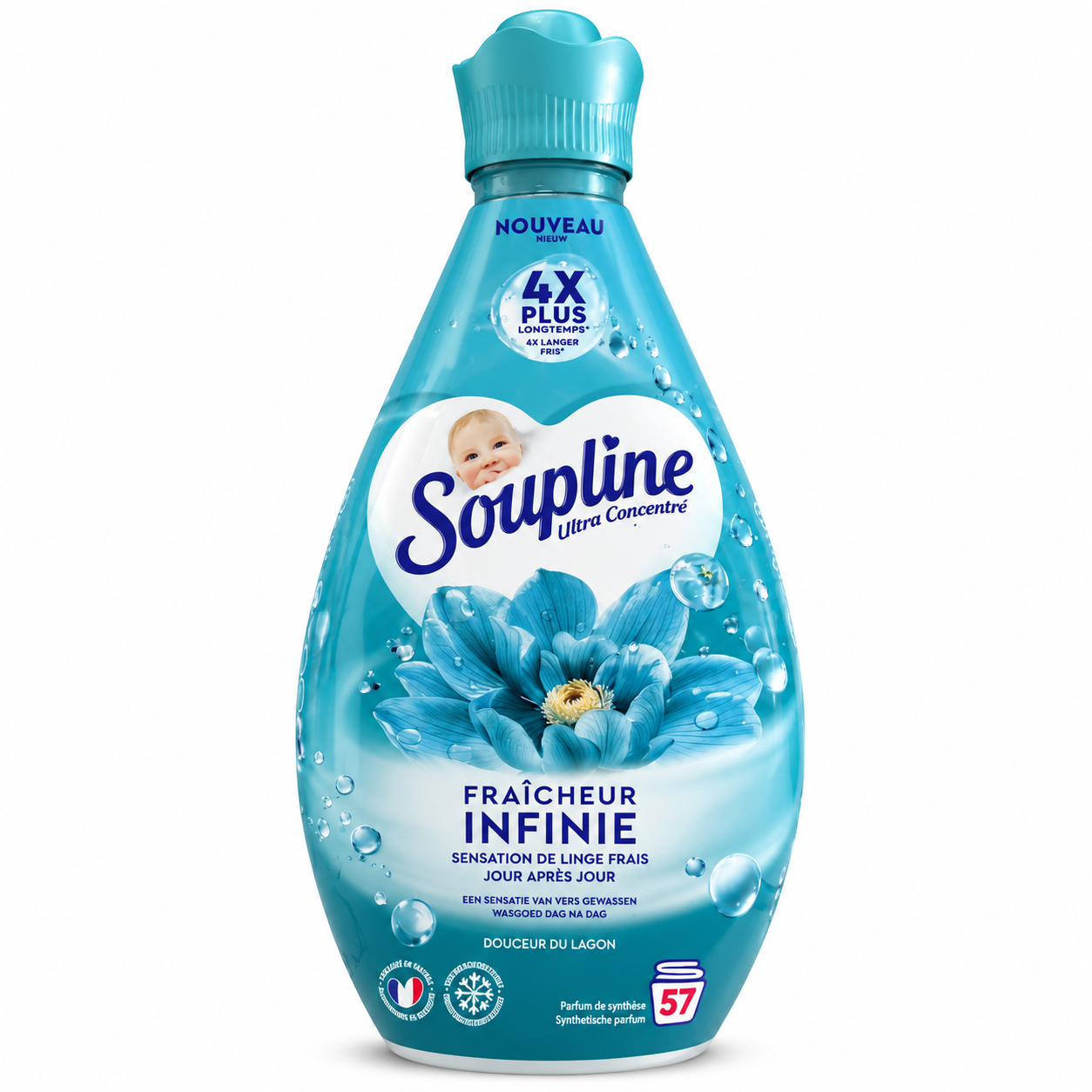 SOUPLINE ULTRA CONCENTRÉ – FRAÎCHEUR INFINIE DOUCEUR DU LAGON – 57 LAVAGES