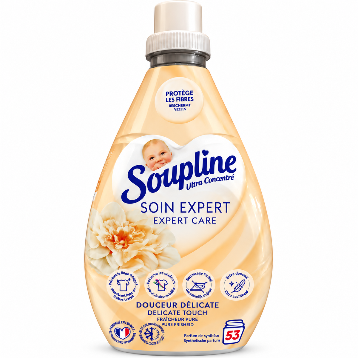 SOUPLINE ULTRA CONCENTRÉ SOIN EXPERT – DOUCEUR DÉLICATE – 53 LAVAGES
