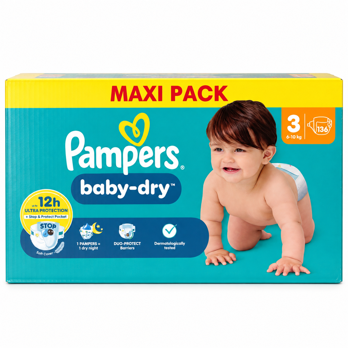 Pampers Baby-Dry Taille 3 – Maxi Pack 136 Couches