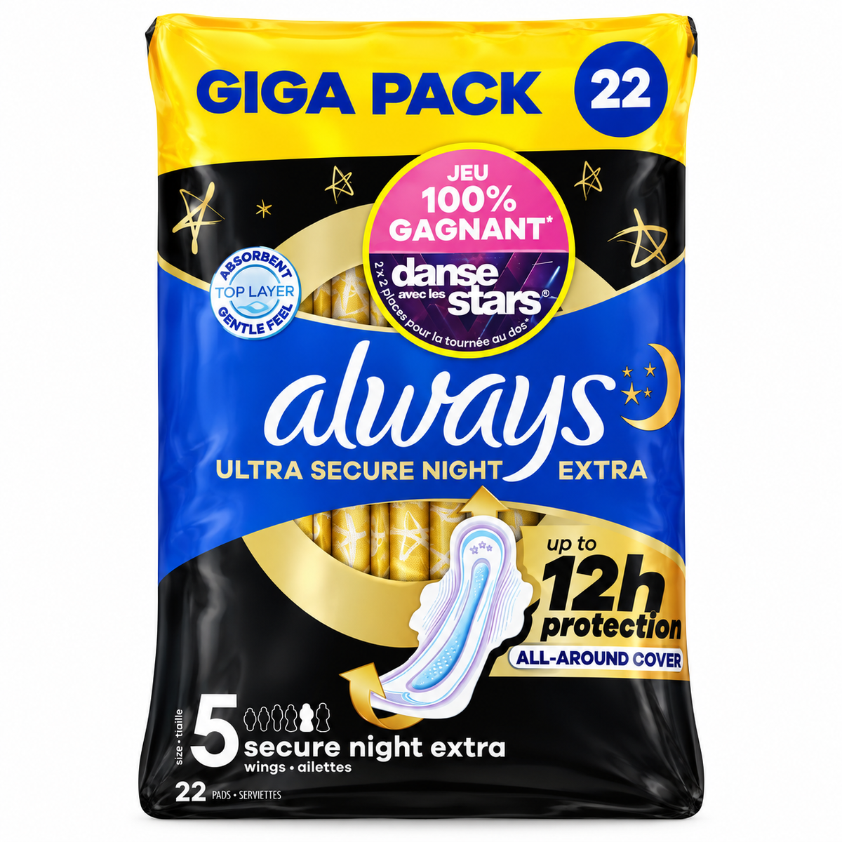 Always Ultra Secure Night Extra Taille 5 – 22 Serviettes