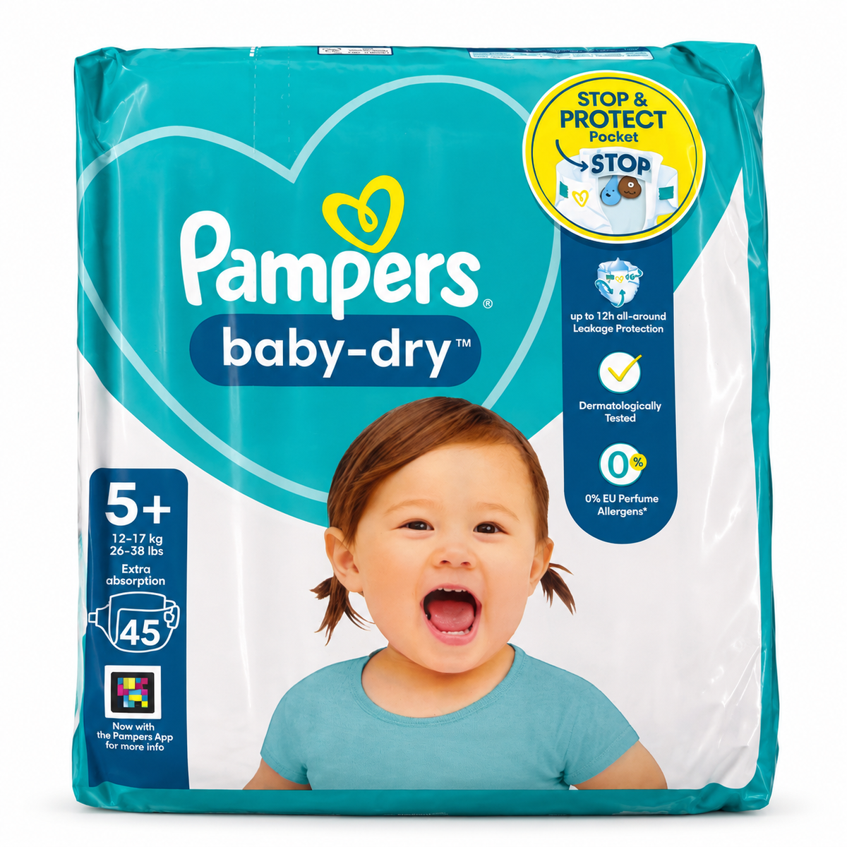 PAMPERS BABY-DRY – TAILLE 5+ (12–17 KG) – 35 COUCHES