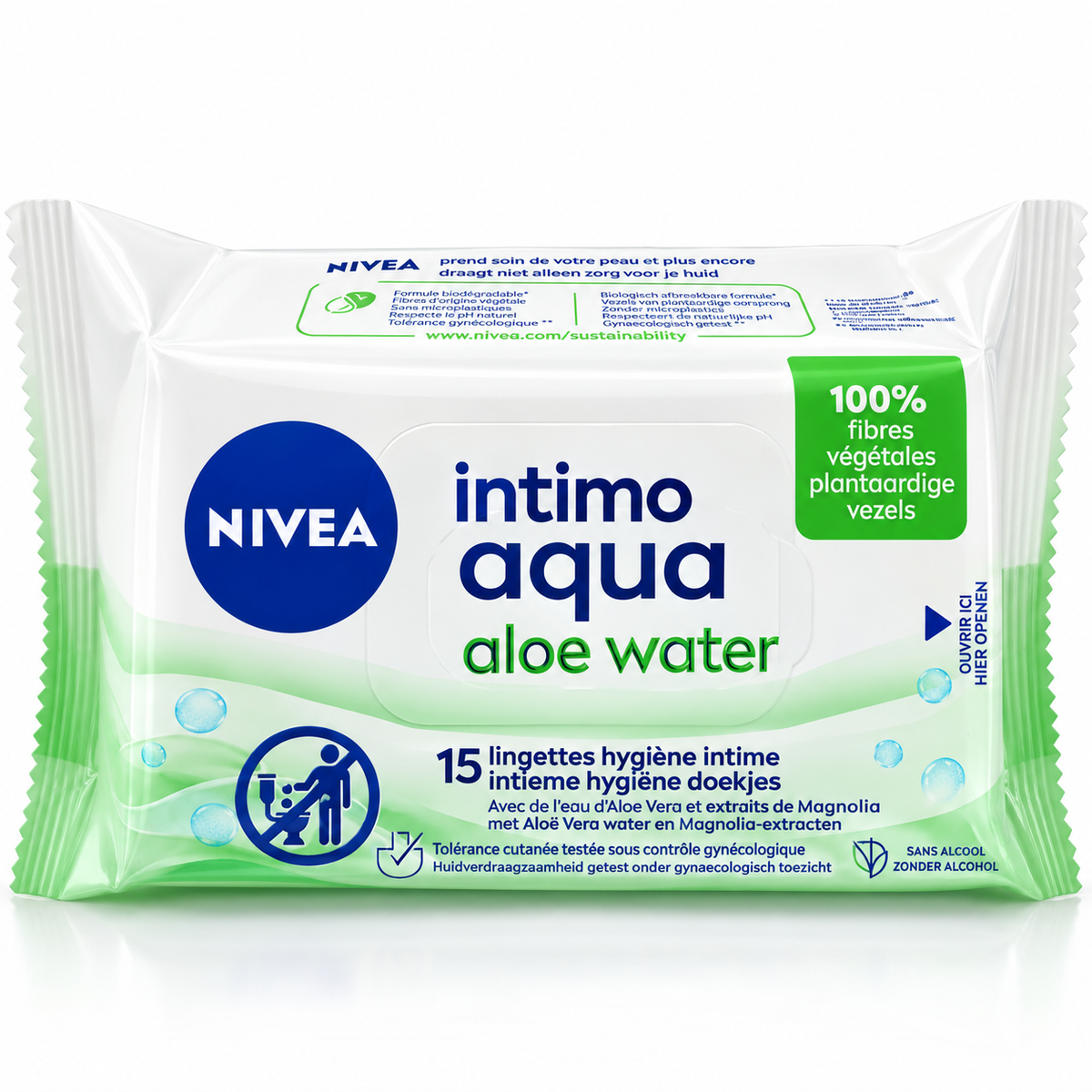 NIVEA Intimo Aqua Aloe Water – 15 Lingettes Intimes