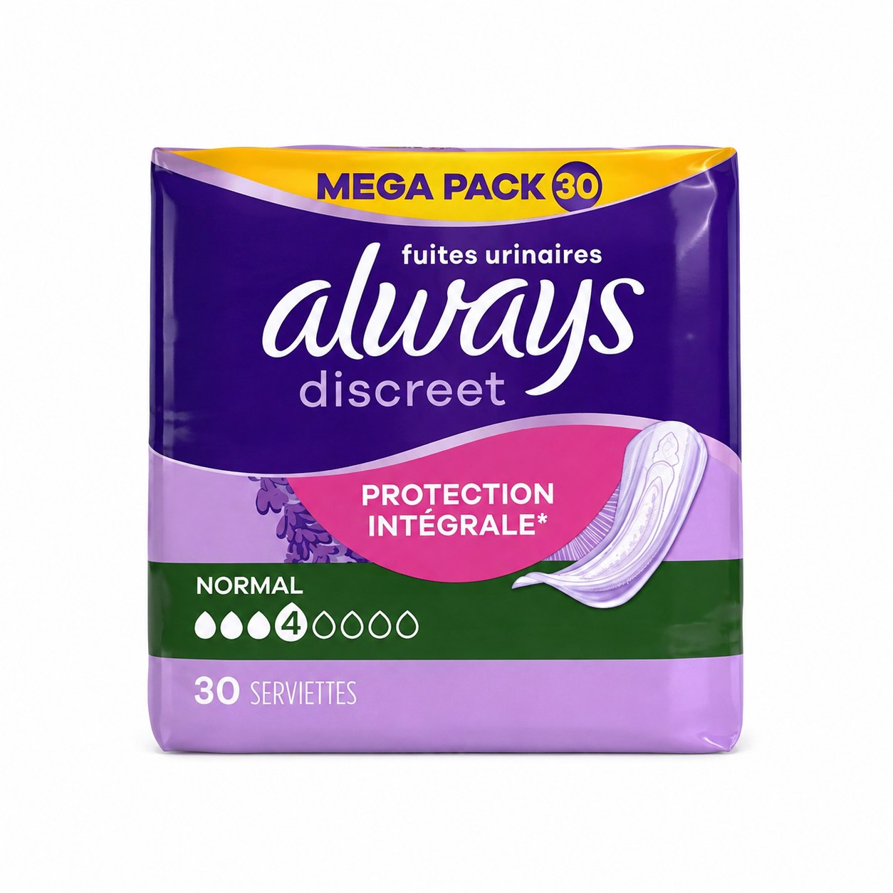 ALWAYS DISCREET – NORMAL – 30 SERVIETTES POUR FUITES URINAIRES