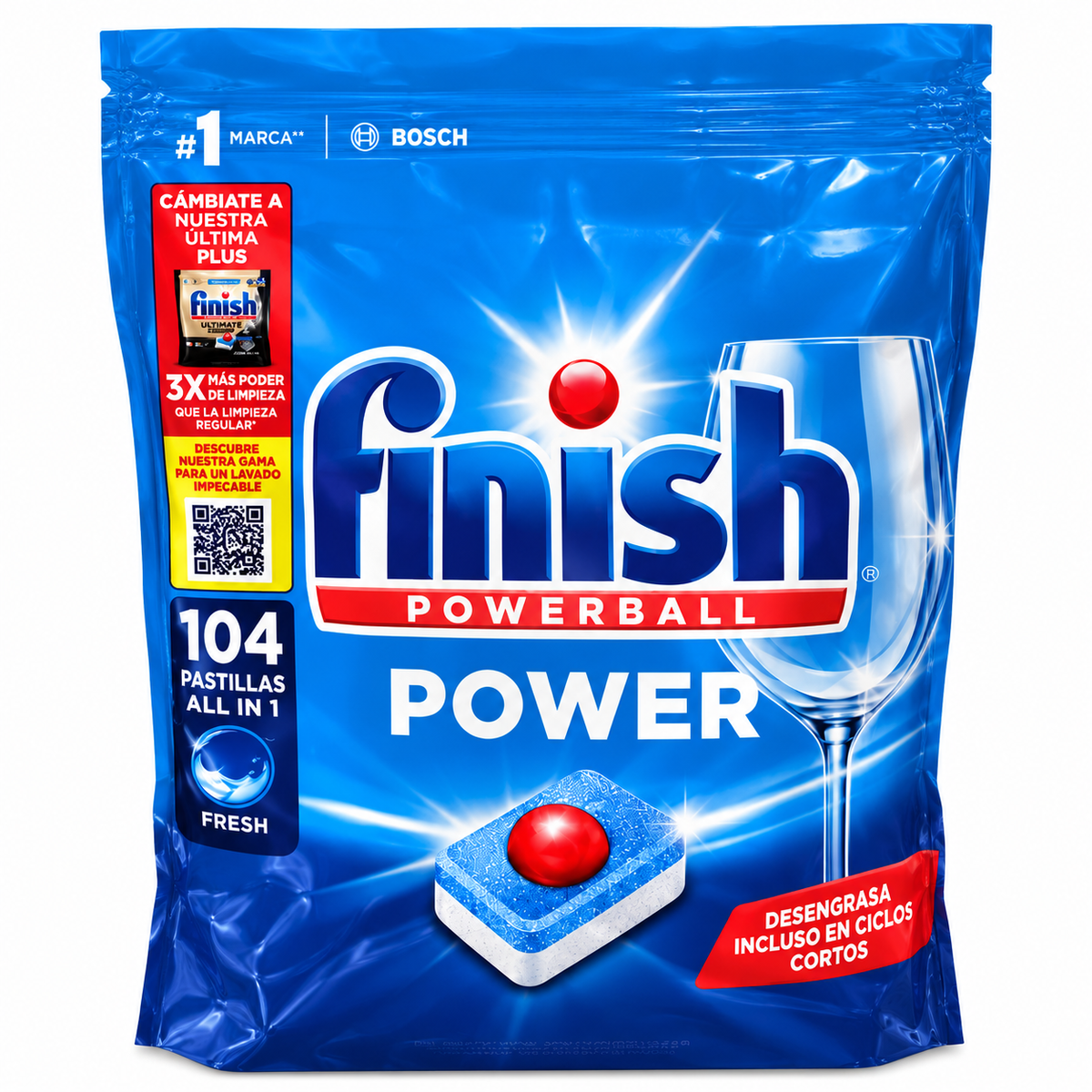 Finish Powerball Power – 104 Pastilles Lave-Vaisselle