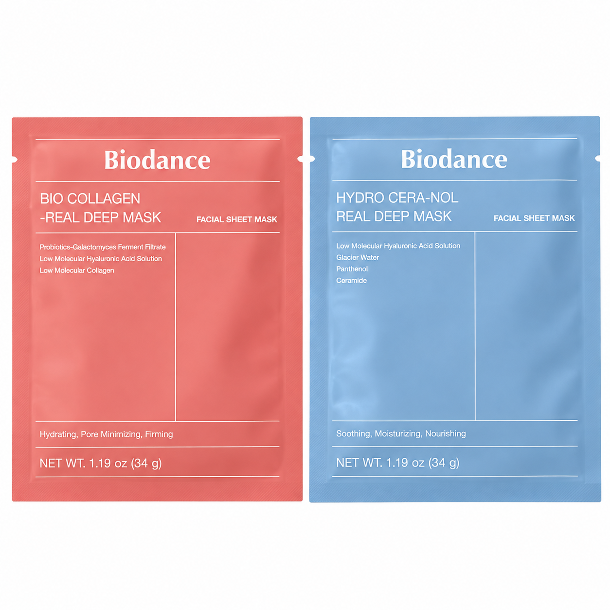 Pack 2 Masques Visage Biodance Real Deep Mask – 34 g