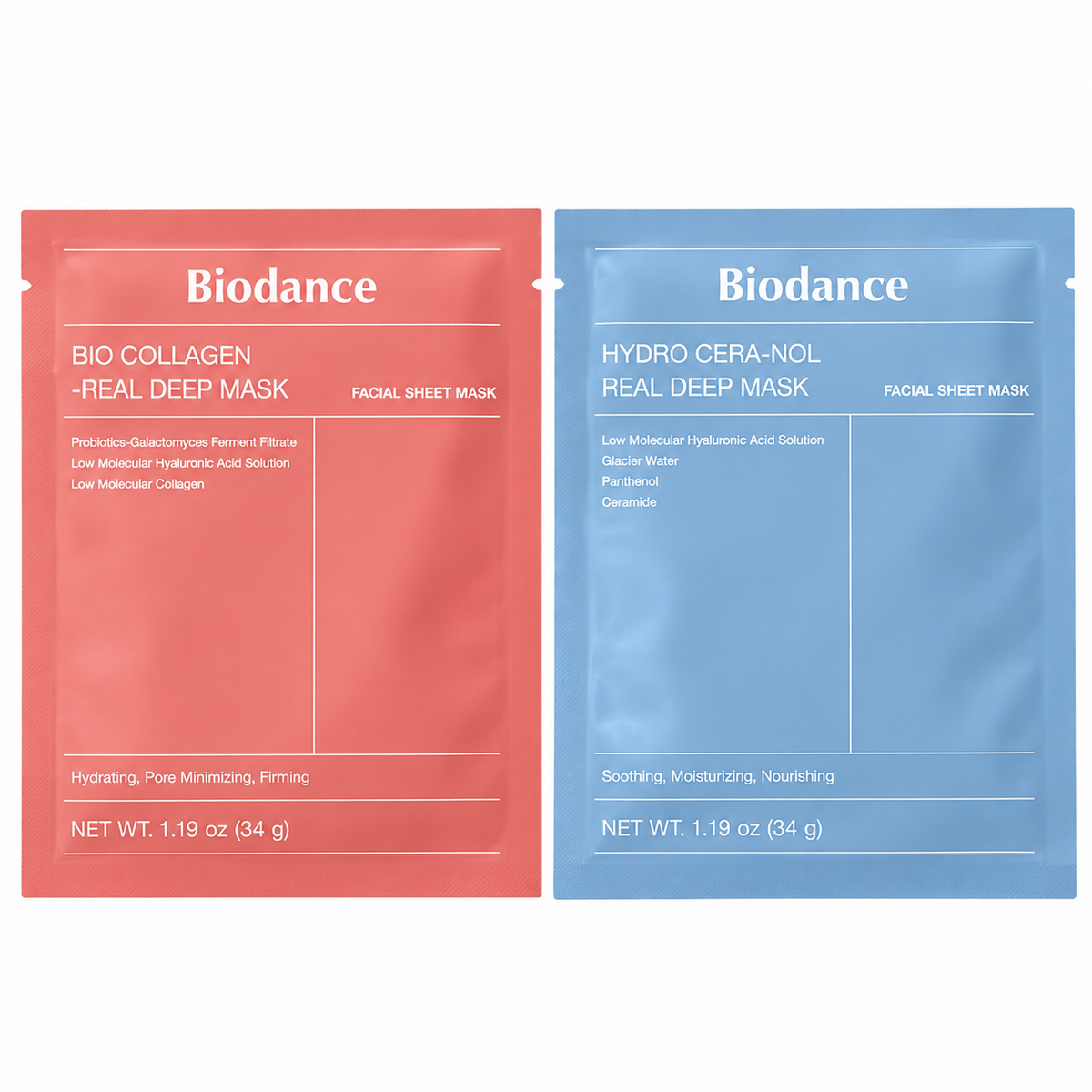 Pack 2 Masques Visage Biodance Real Deep Mask – 34 g