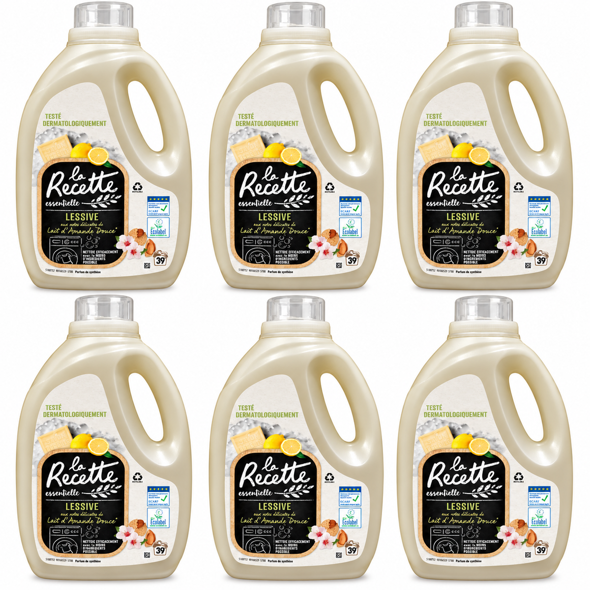 LA RECETTE ESSENTIELLE – LESSIVE LIQUIDE LAIT D’AMANDE DOUCE – 39 LAVAGES