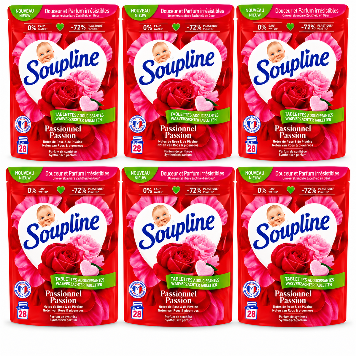 SOUPLINE TABLETTES ADOUCISSANTES PASSIONNEL – ROSE & PIVOINE – 28 TABLETTES