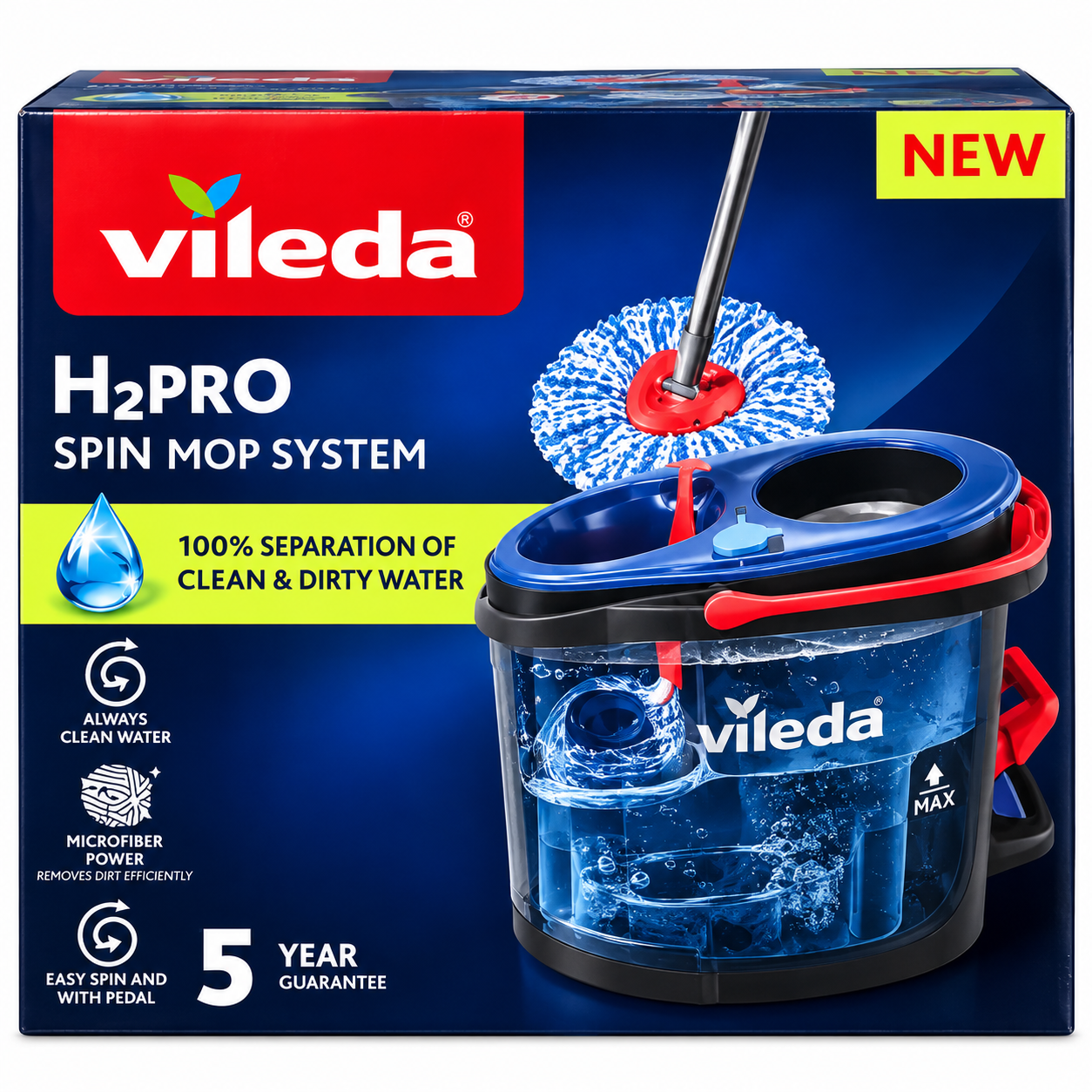 Vileda H2PRO – Système Balai Rotatif avec Seau