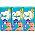 PAMPERS ACTIVE BABY – TAILLE 4 – 58 COUCHES – 9 À 14 KG